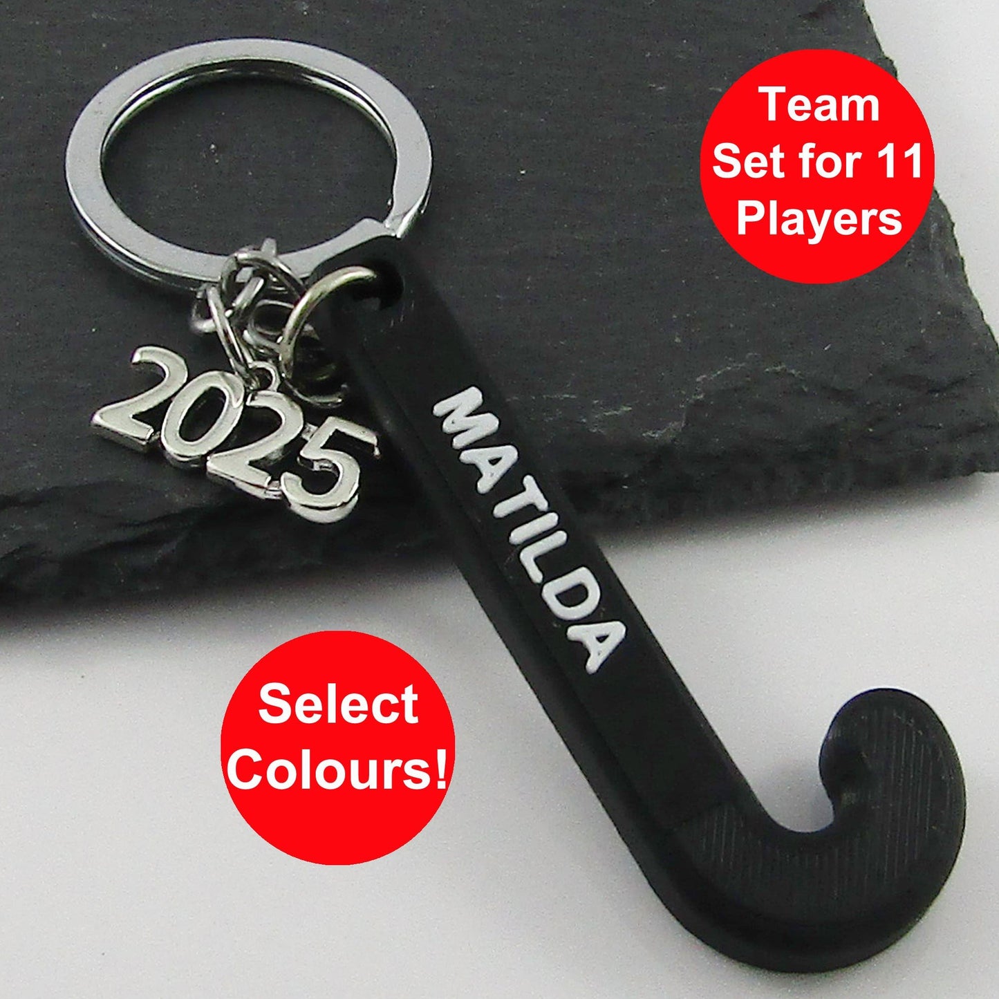 Team Set of 11 Personalised 2025 Hockey Sports Keychain select Colours and Name