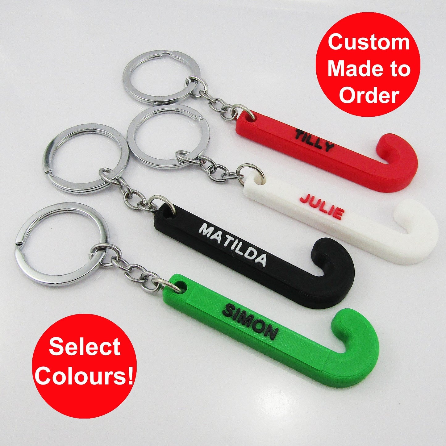 Team Set of 11 Personalised Hockey Sports Keychain select Colours and Name