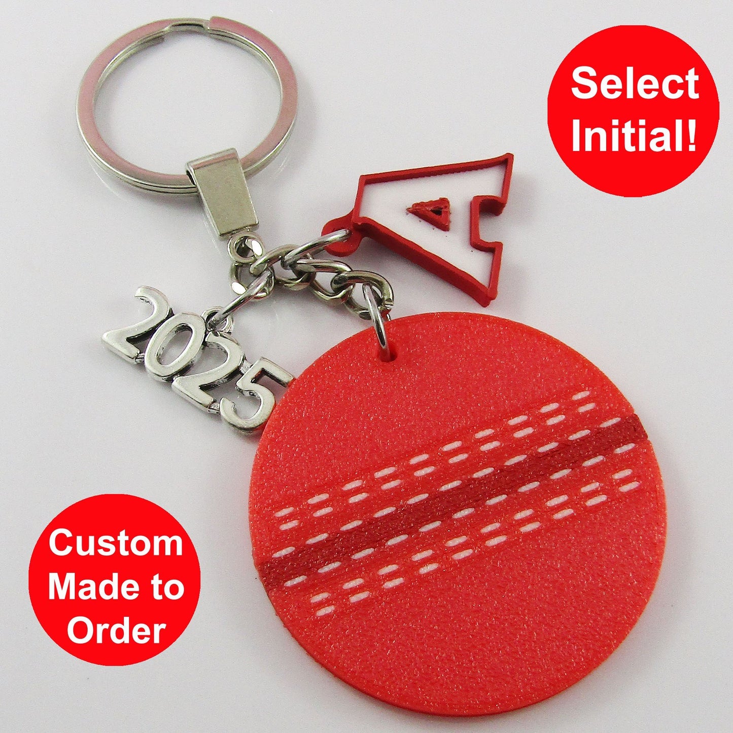 Personalised 2025 Cricket Charm Keychain 115mm Coach Sports End Of Season Gift