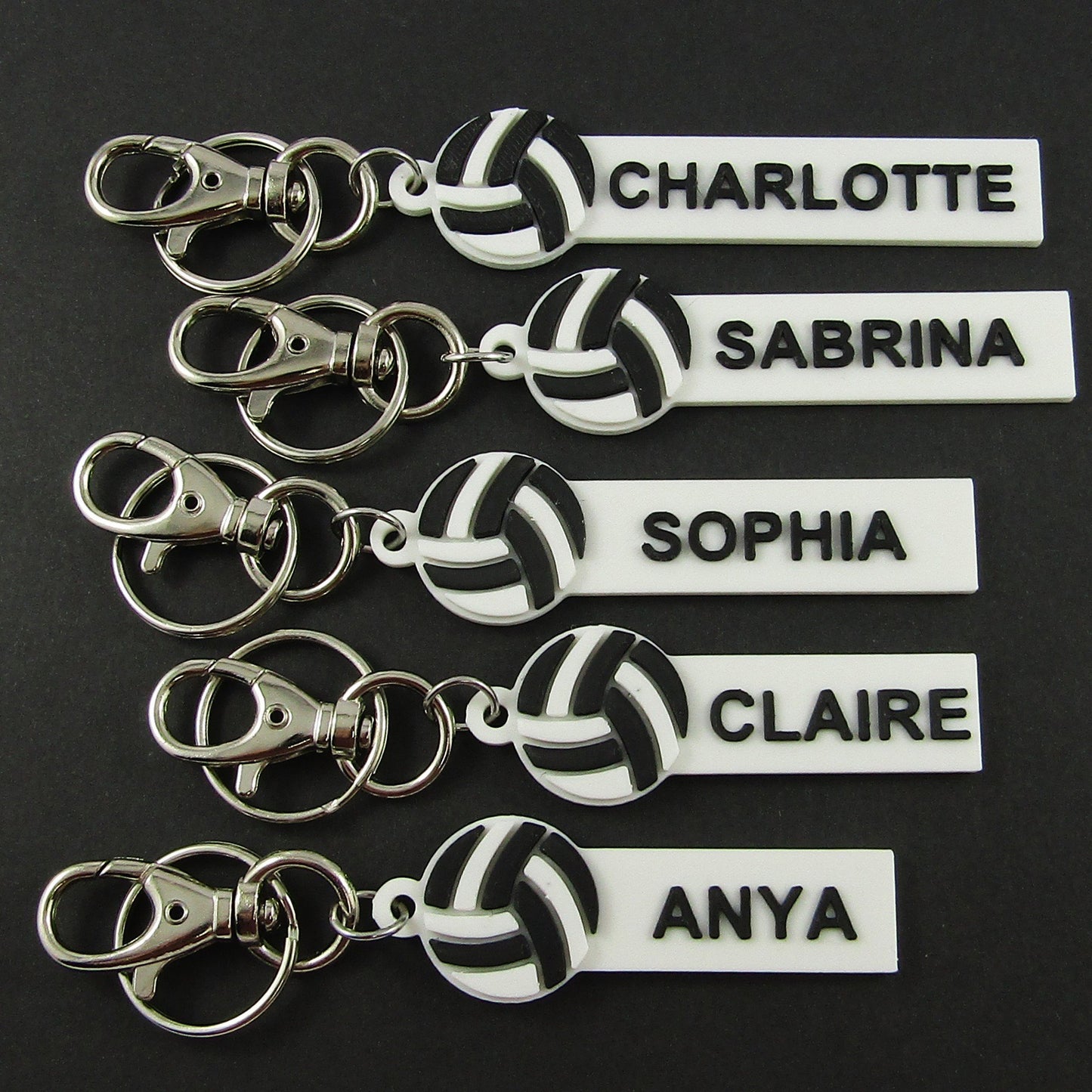Personalised Netball Name Keychain White and Black Netball