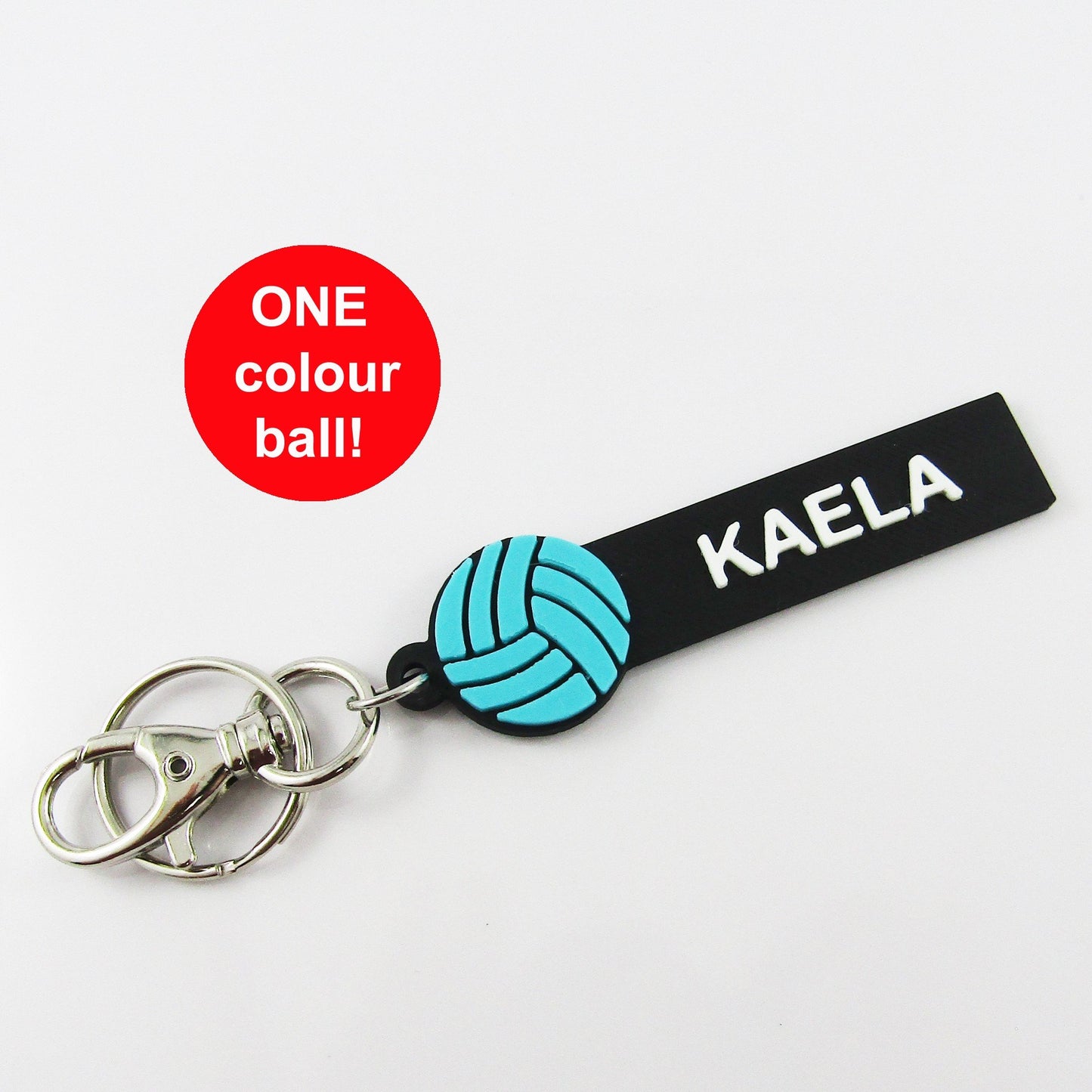 Custom Coloured Set of 10 Personalised Netball Name Keychains