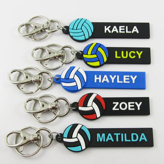 Custom Coloured Personalised Netball Name Keychains