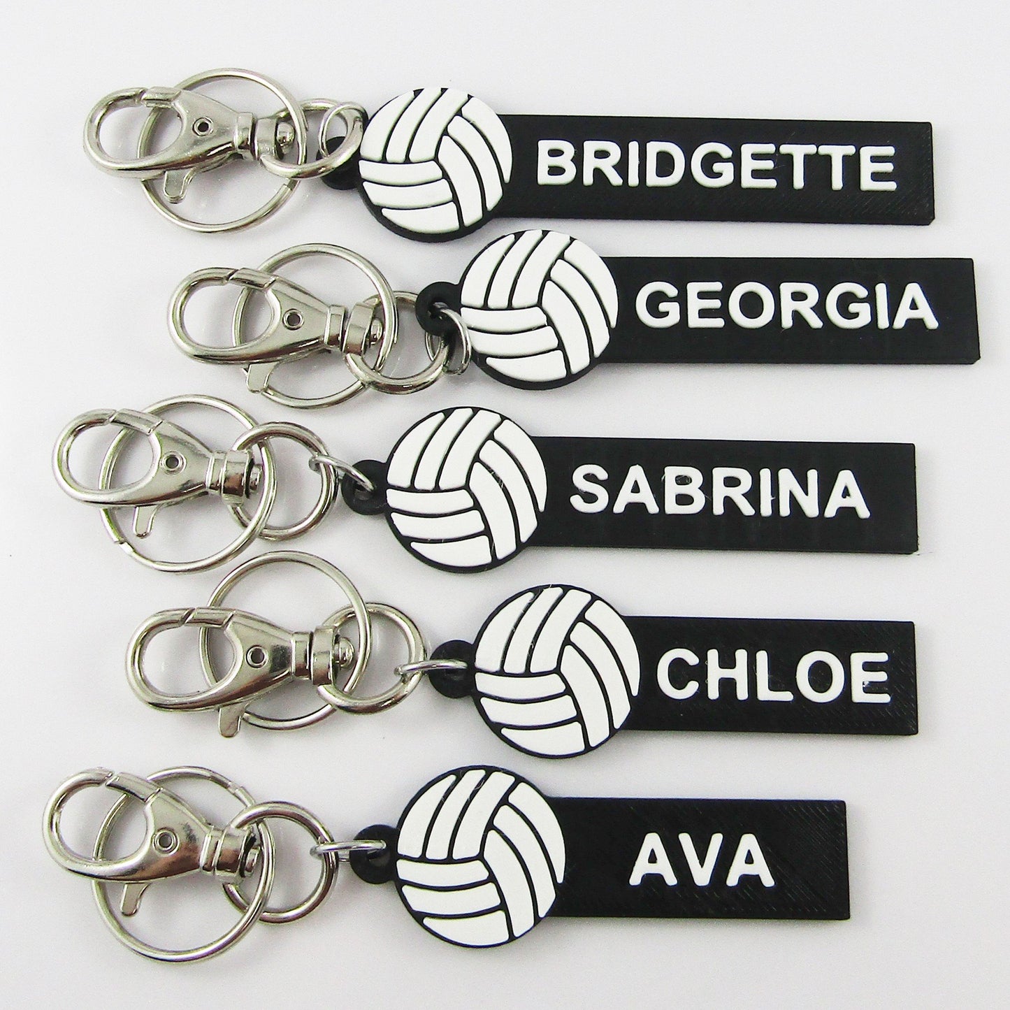 Personalised Netball Name Keychain Black Keychain with White Netball