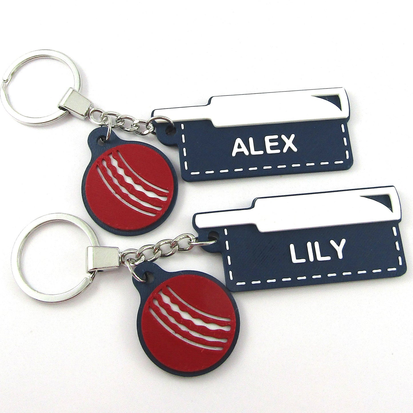 Personalised Cricket Bat and Ball Keychain