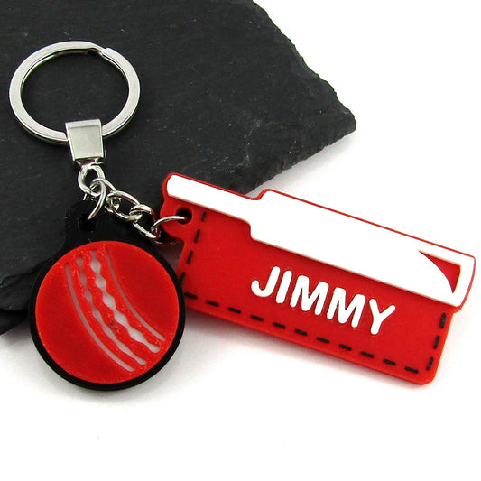 Team Set of 12 Personalised Cricket Bat and Ball Keychains
