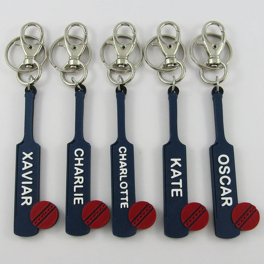 Personalised Cricket Bat and Ball Name Keychain