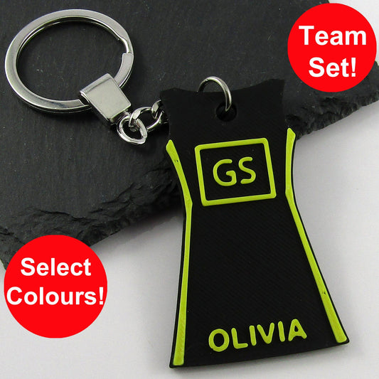 Team Set of Netball Jersey Dress Keychains select Colours Name Position and Team