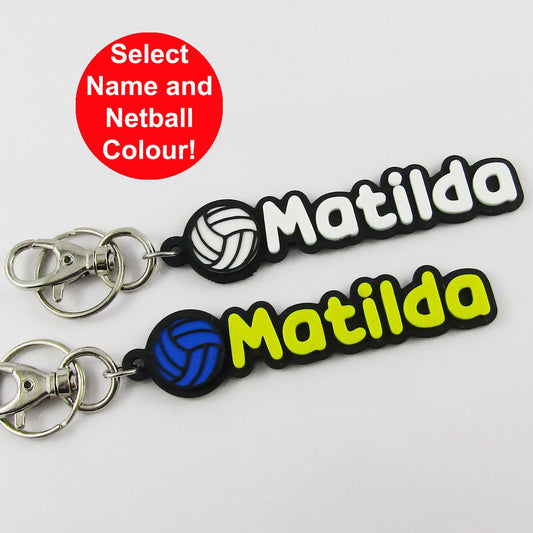 Personalised Netball Name Keychain Custom Colours