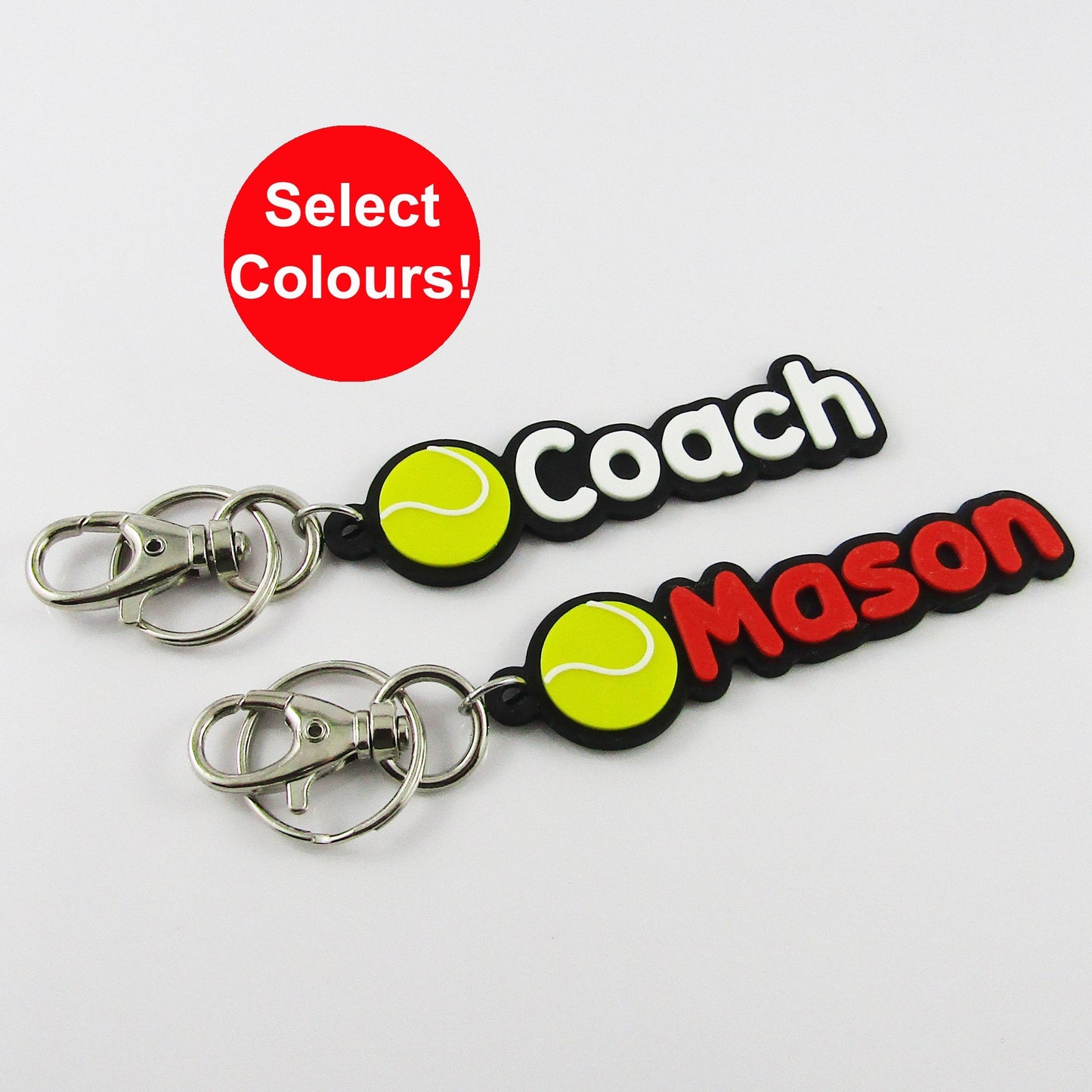 Personalised Tennis Name Keychain Custom Colours