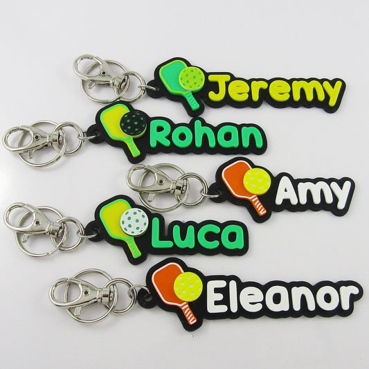 Personalised Pickleball Name Keychain Custom Colours