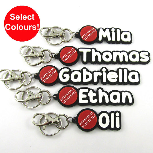 Team Set of 12 Personalised Cricket Name Keychain Custom Colours