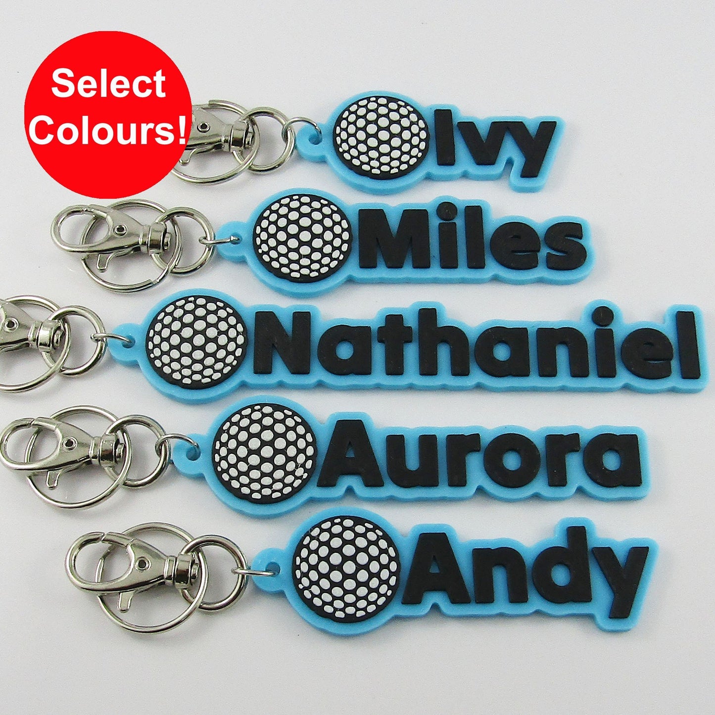 Personalised Golf Name Keychain Custom Colours