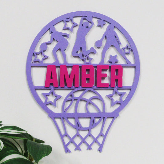 Personalised Basketball Wall Plaque – Custom Name 3D Printed Bedroom Door Sign