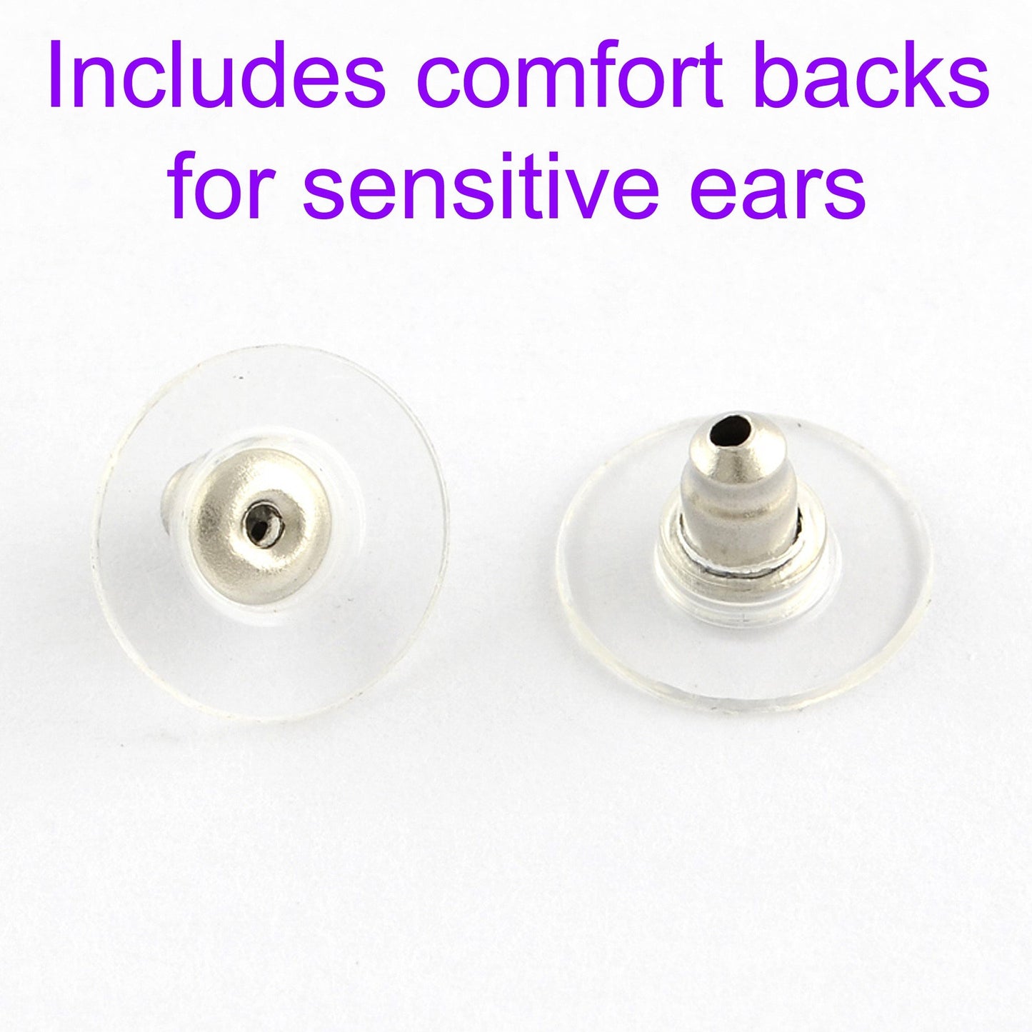 Glass Dome Volleyball Netball Stud Earrings 15mm Stainless Steel Comfort Backs