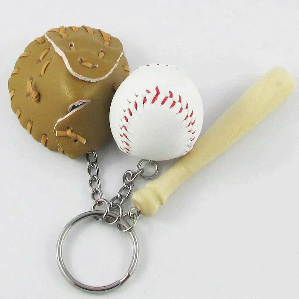 Baseball Softball Bat Ball & Glove Sports Keychain Keyring 95mm Sports Gift