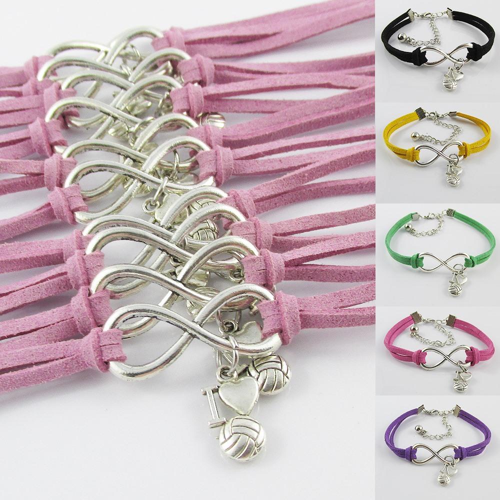 Team set of 12 Infinity Forever I Love Netball Charm Bracelet Gift Select Colour