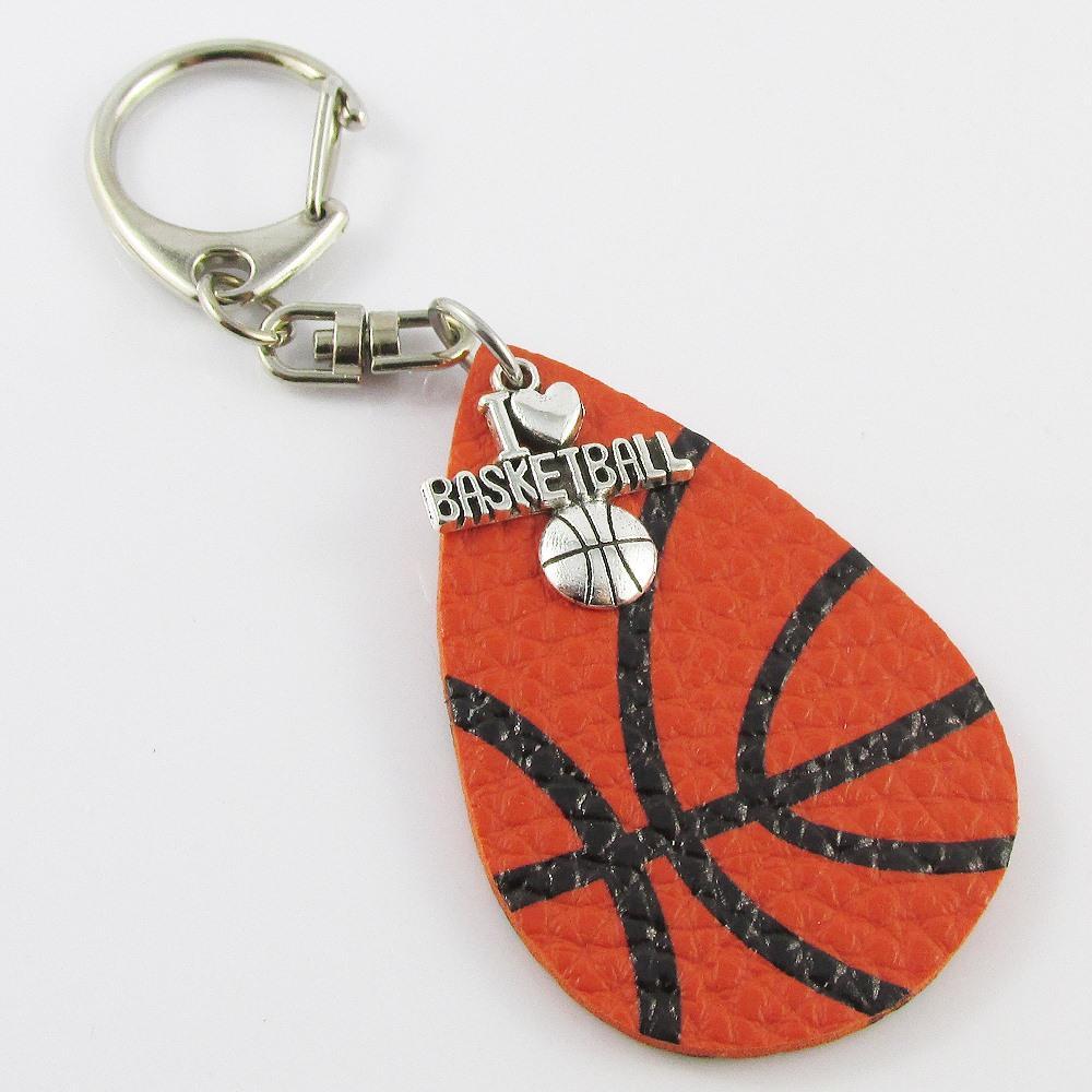 PU Leather I Love Basketball Charm Bag Tag Keyring 105mm Coach Team Gift