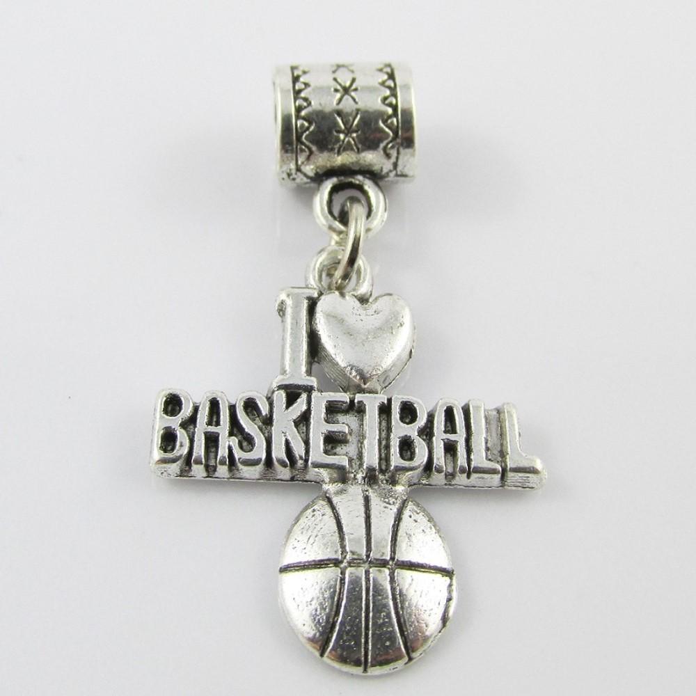 I Love Basketball Charm Pick Bail or Clip on Clasp End of Season Sport Team Gift