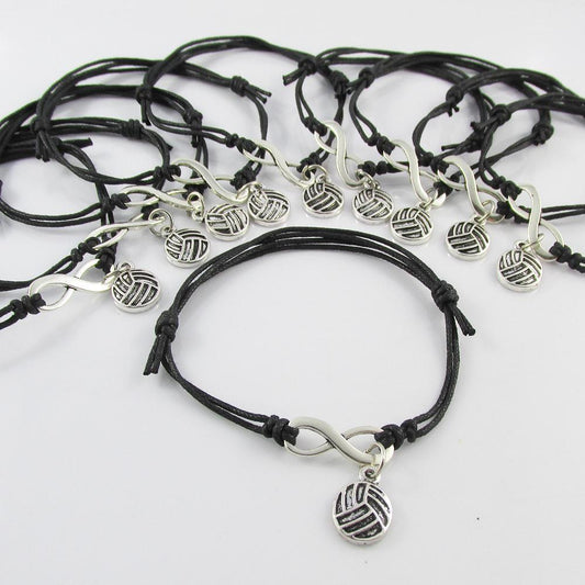 10 Player Set Double Strand Infinity NETBALL Charm Bracelet Sport Team Gift