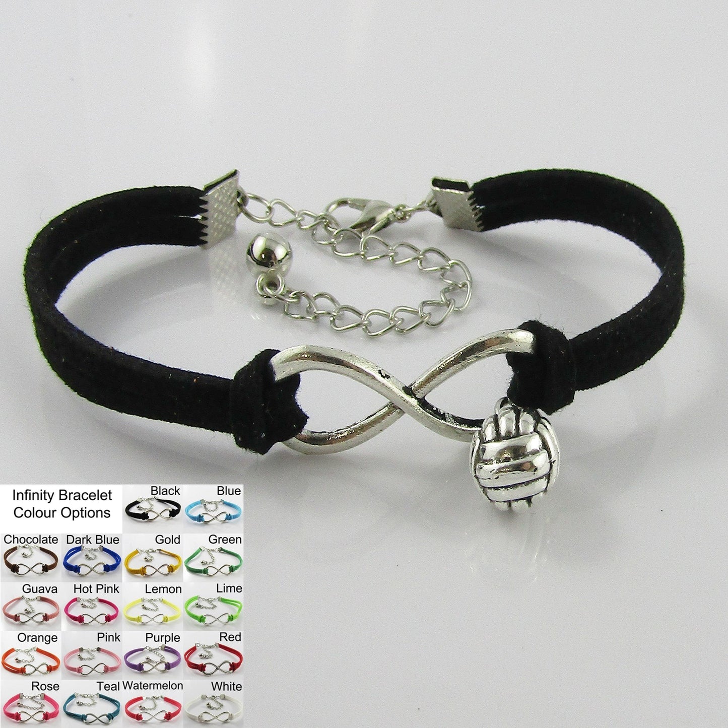 Team set of 11 Infinity 3D Netball Charm Bracelets Sports Gift Select Colour