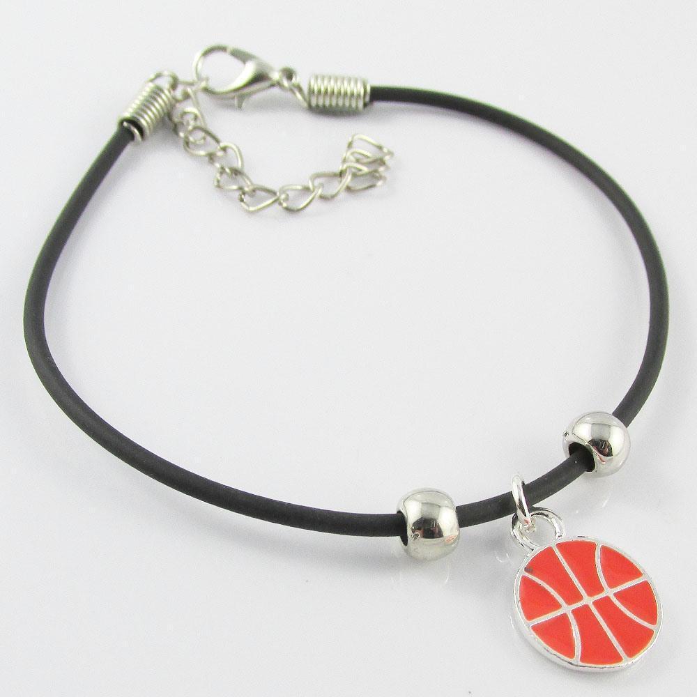 Basketball Charm Bracelet 19cm Adjustable Black Cord Great Sports Team Gift