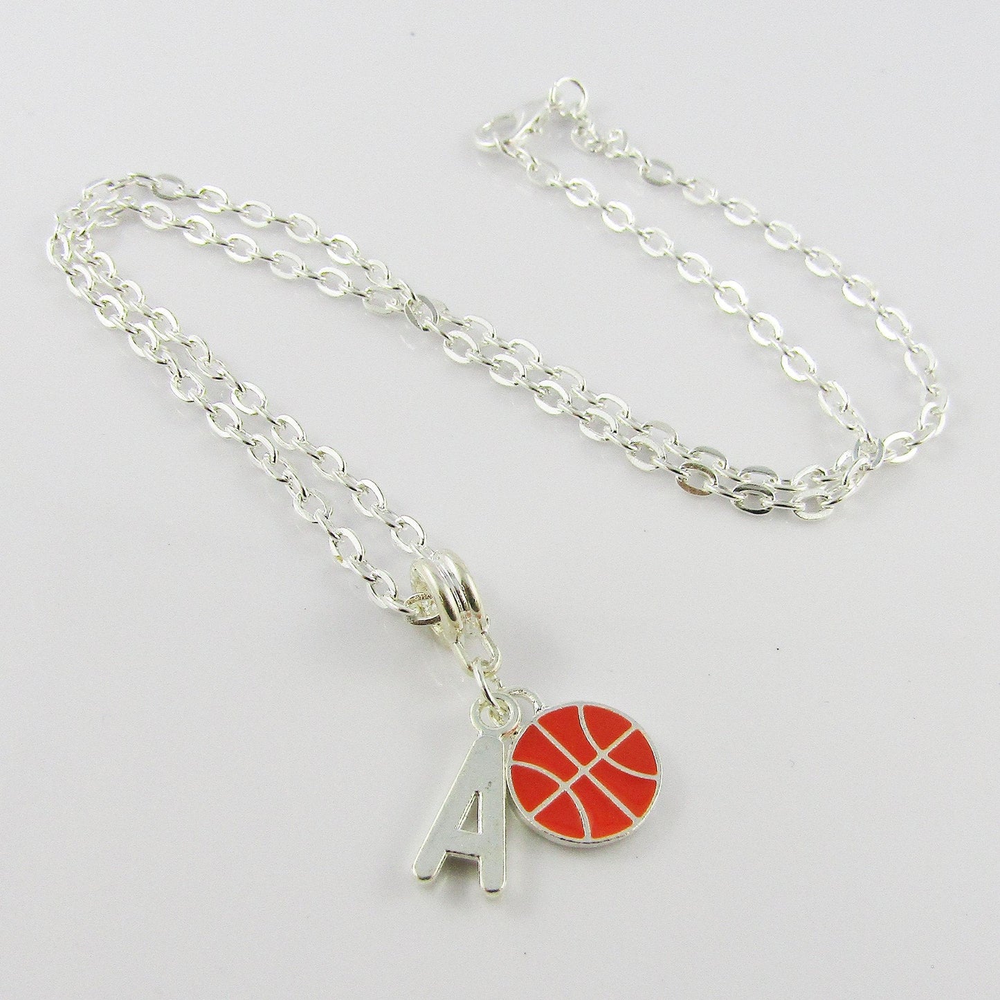 Enamel Basketball Charm Necklace 45cm Special Team Set of 7 with added initials