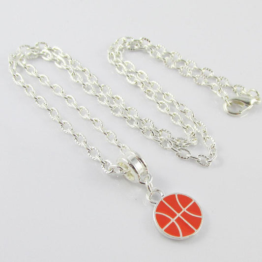 Enamel Basketball Charm Necklace 45cm Coach Sports Team End Of Season Gift
