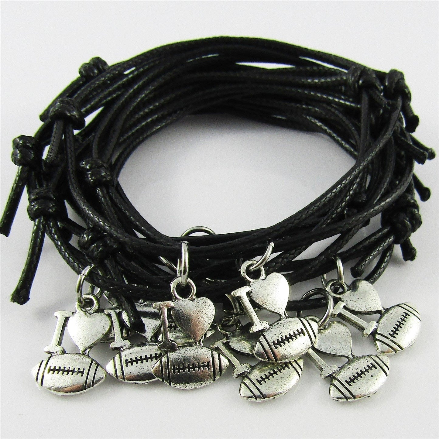 I Love FOOTBALL Charm Bracelet Adjustable Unisex 22 Player Team Set Pick Colour