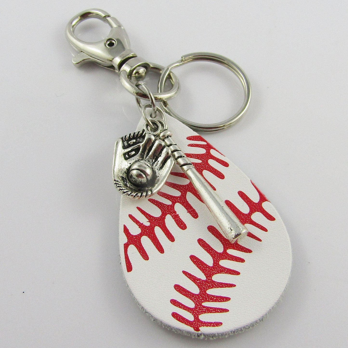 Baseball Softball Bat Ball & Glove Charm Keychain Bag Tag 90mm