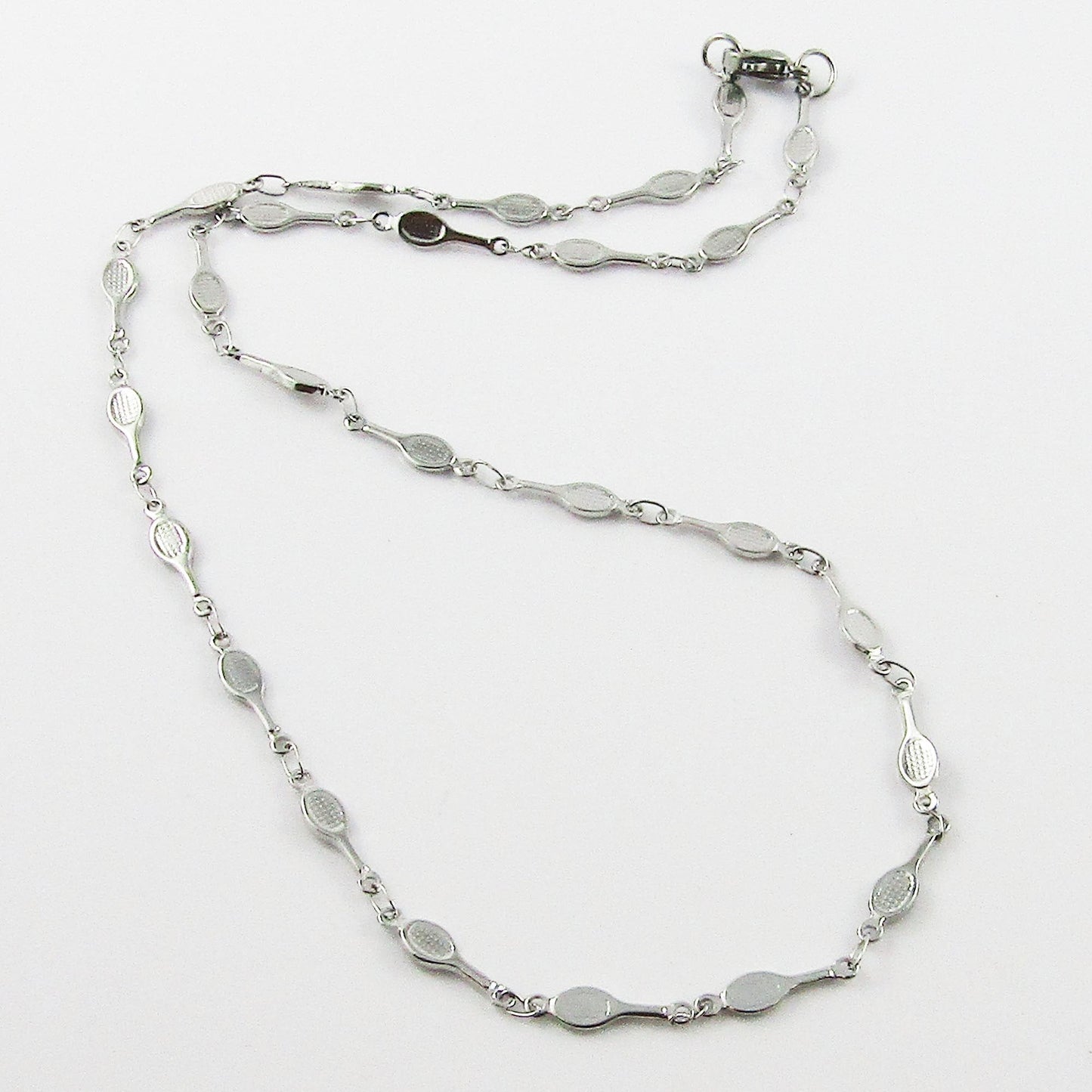 304 Stainless Steel Linked Tennis Racquet Charm Necklace 45cm Coach Sports Gift