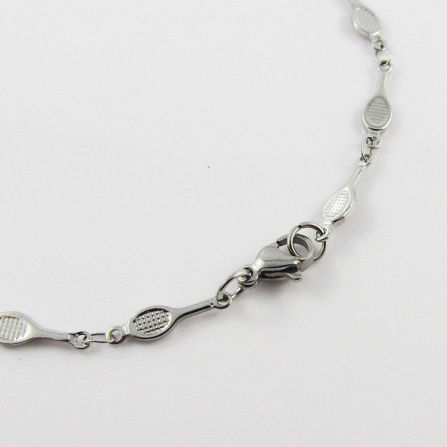 304 Stainless Steel Linked Tennis Racquet Charm Necklace 45cm Coach Sports Gift