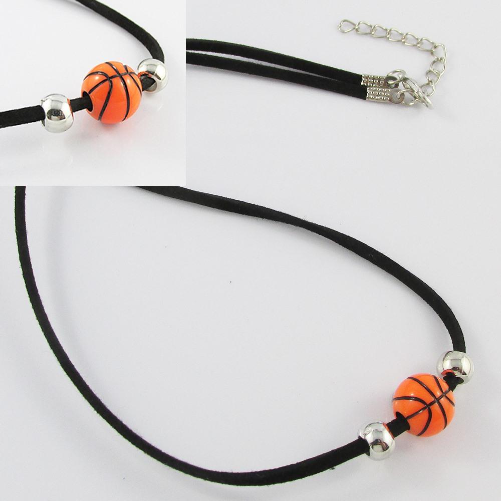 Basketball Charm Necklace Faux Suede Cord 45cm Sports Coach Team Gift