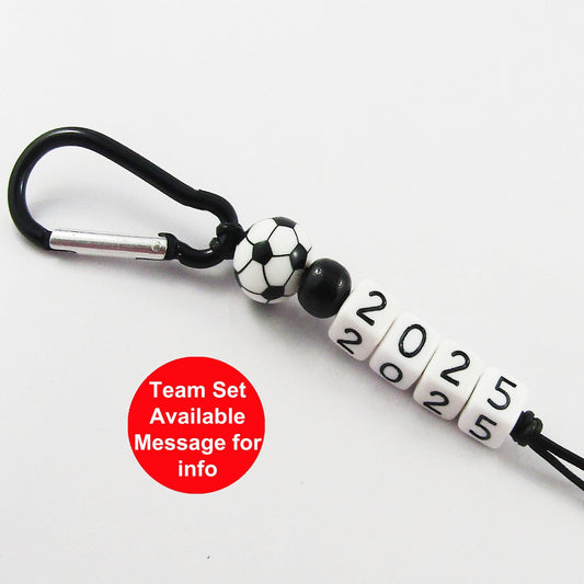 Soccer 2025 Beaded Carabiner Bag Tag Keychain Keyring 150mm