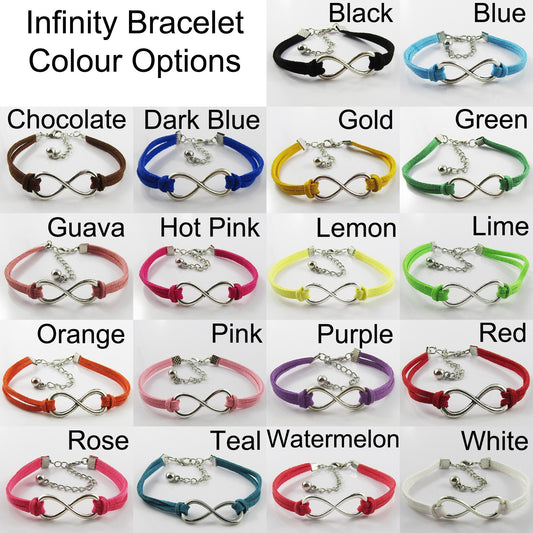 Team set of 10 Infinity Forever I Love Netball Charm Bracelet Gift Select Colour