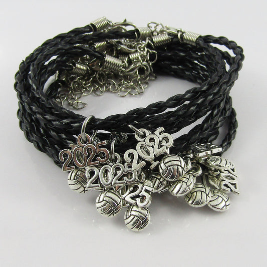 12 Player Set 2025 I Love NETBALL Charm Braided Bracelet Sports Team Gift