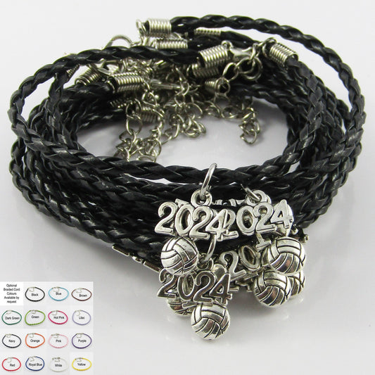 25 Player Set 2025 I Love NETBALL Charm Braided Bracelet Sports Team Gift