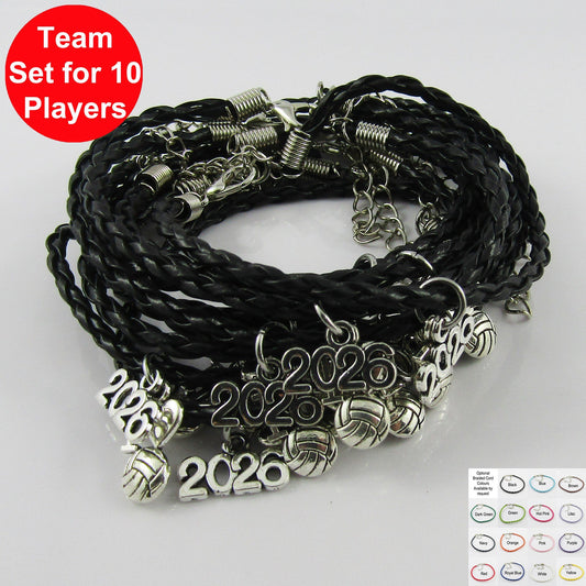 10 Player Set 2026 I Love NETBALL Charm Braided Bracelet Sports Team Gift