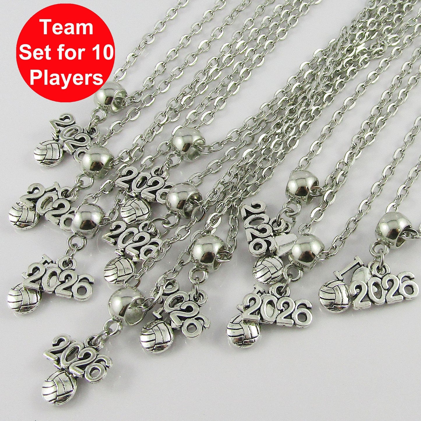 Set of 10 I Love Netball 2026 Charm Necklace Coach Sport Team End Of Season Gift