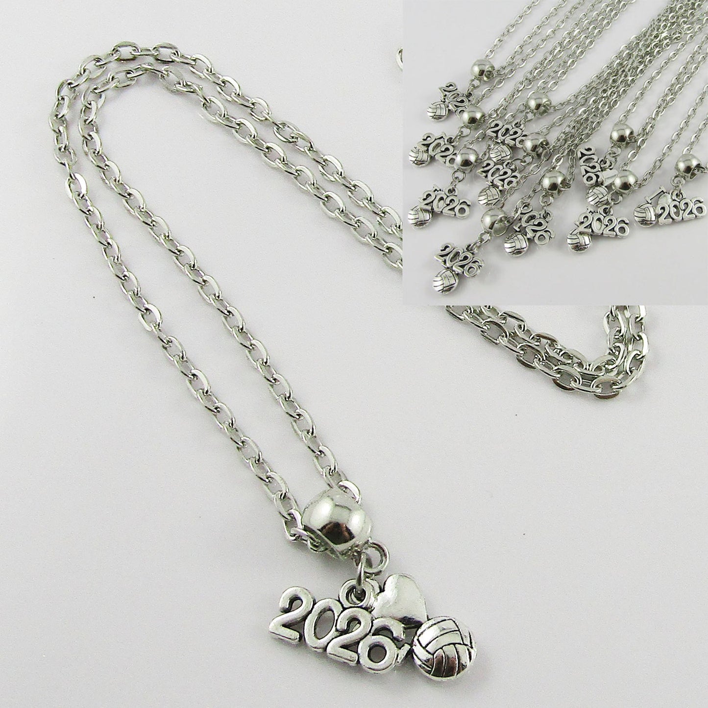 Set of 12 I Love Netball 2026 Charm Necklace Coach Sport Team End Of Season Gift
