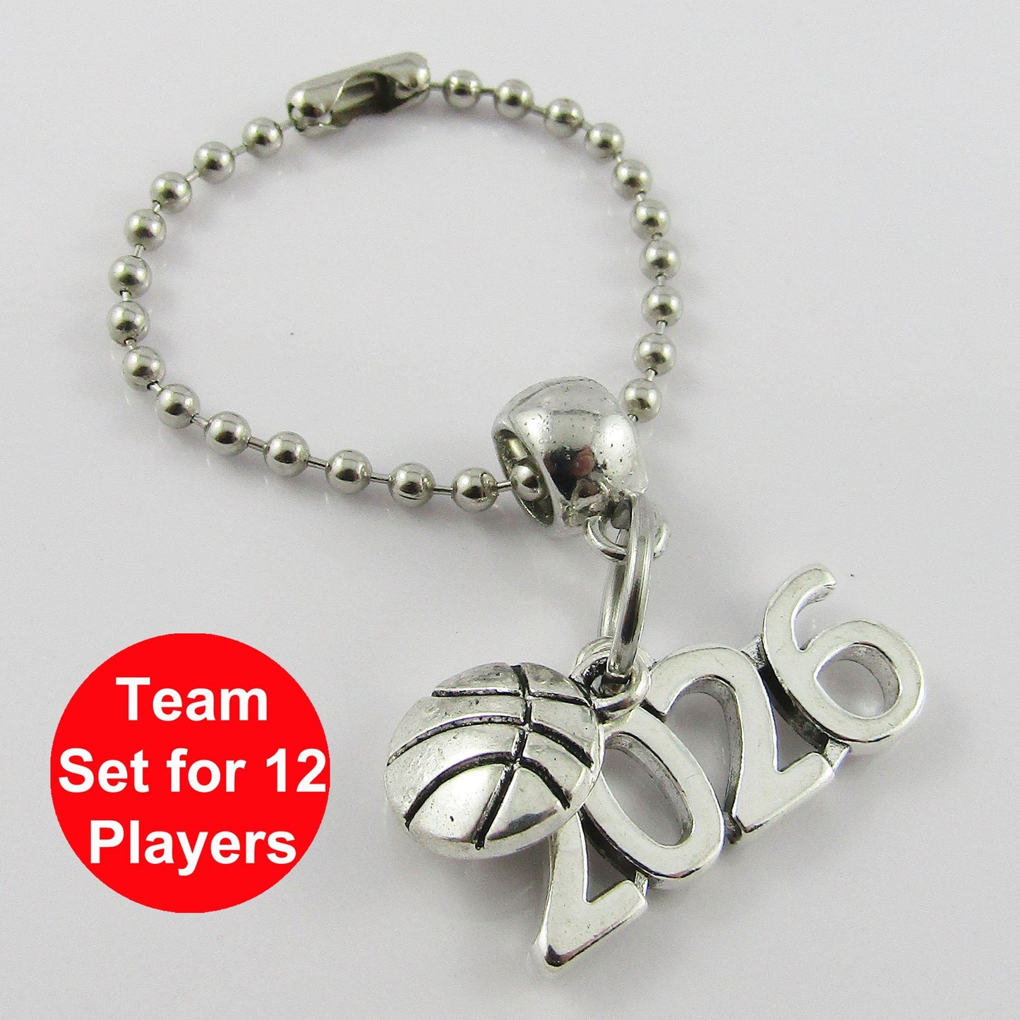 2026 Basketball Charm Bag Tag Zipper Pull Team Set of 12 End Of Season Gift