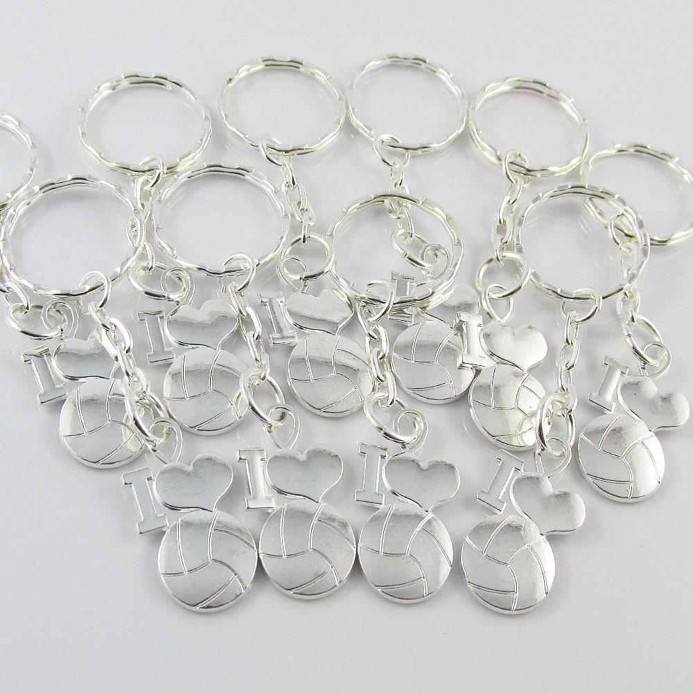 Silver Plate I Love Netball Charm Keychain Team Set of 13 End Of Seaso ...