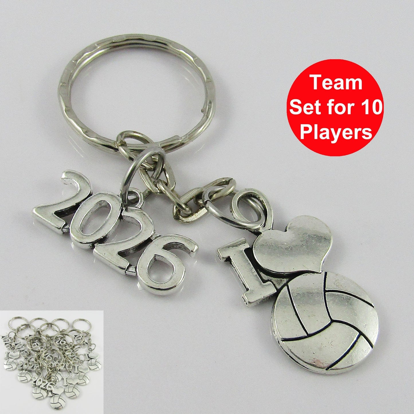 10 x I Love Netball 2026 Charm Keychain Keyring Bag Tag Team Set End Season Gift