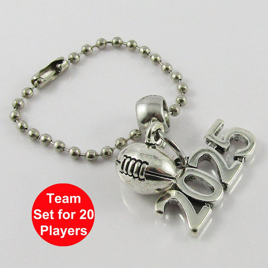 2025 3D Football Charm Bag Tag Zipper Pull Team Set of 20 End Of Season Gift