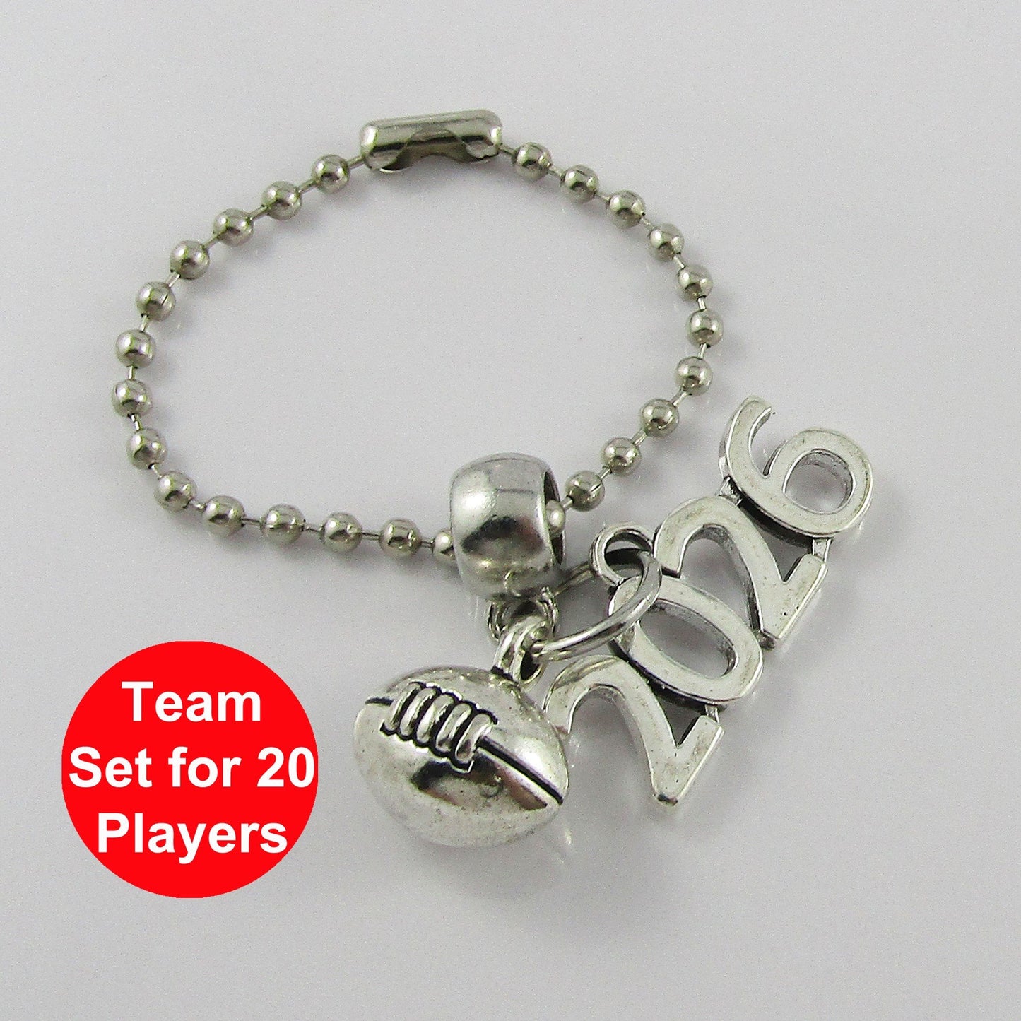 2026 3D Football Charm Bag Tag Zipper Pull Team Set of 20 End Of Season Gift