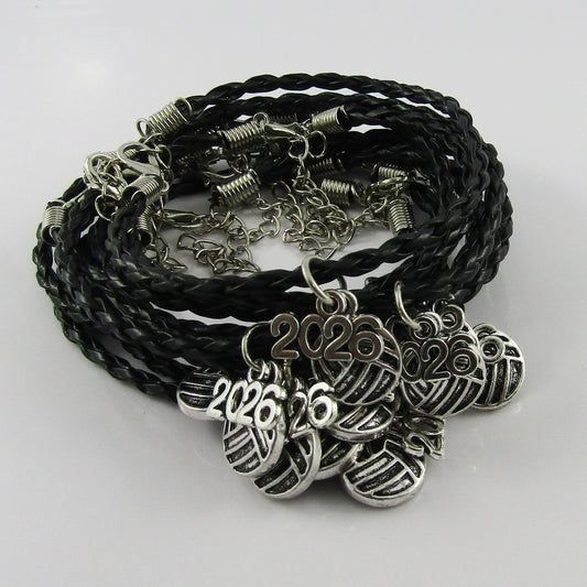 15 Player Set Netball 2026 Charm Bracelet Braided Cord Team Gifts Pick Colour