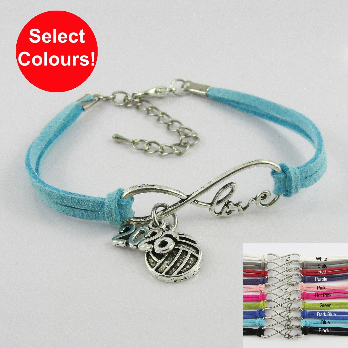 Infinity Love 2026 NETBALL Charm Bracelet Sport Player Coach Gift Pick Colour