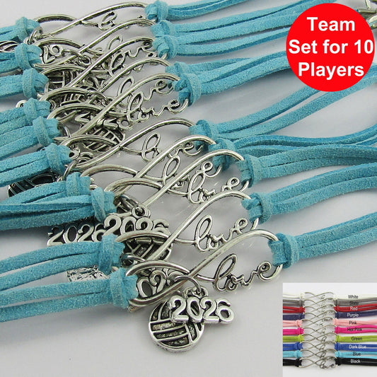 10 Player Set Infinity Love 2026 Netball Charm Bracelet Sport Gift Pick Colour
