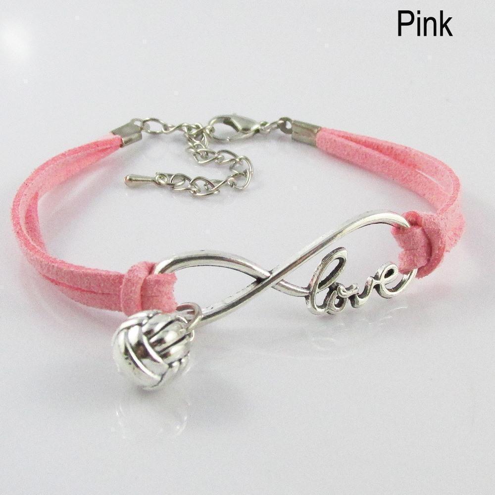 10 Player Set Infinity Love 3D NETBALL Charm Bracelet Sport TeamGift Pick Colour