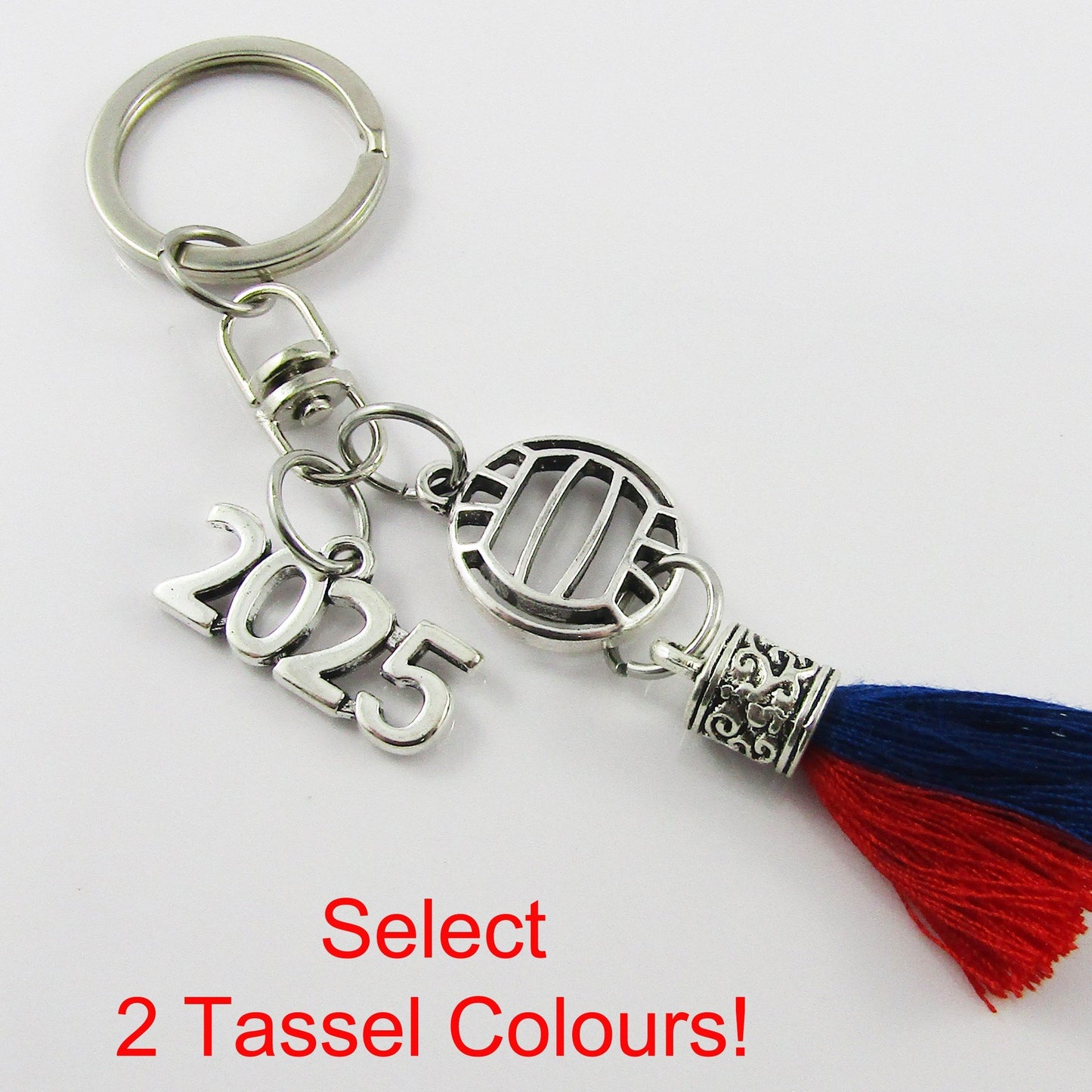 Personalised 2 Colour Tassel 2025 Netball Charm Keychain Bag Tag Sport Gift