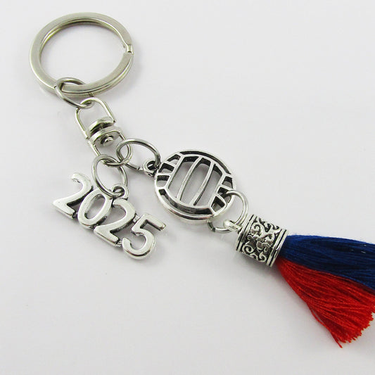 Personalised 2 Colour Tassel 2025 Netball Charm Keychain Bag Tag Sport Gift
